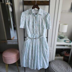 Eshakti Birds on a wire print crepe belted shirt dress - Size M-10